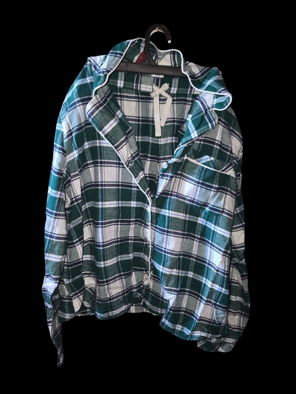 5/4/2. Amazon Essentials Womens Green and White Plaid Cozy Pajama Set
